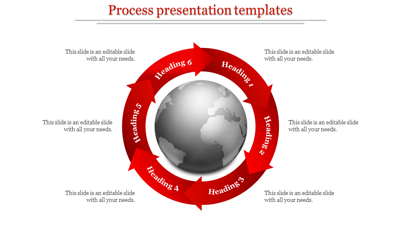 Attractive Process Presentation Templates In Red Color Slide